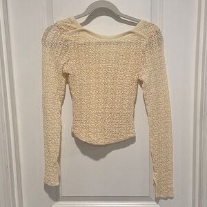 CJLA Cream Long Sleeve Textured Top